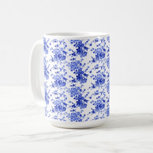 Vintage Blue and White Floral Pattern  Coffee Mug