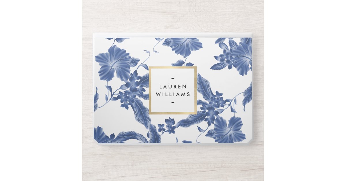 Vintage Blue and White Floral Pattern HP Laptop Skin | Zazzle