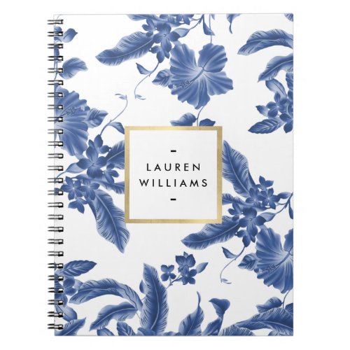 Vintage Blue and White Floral Pattern Notebook