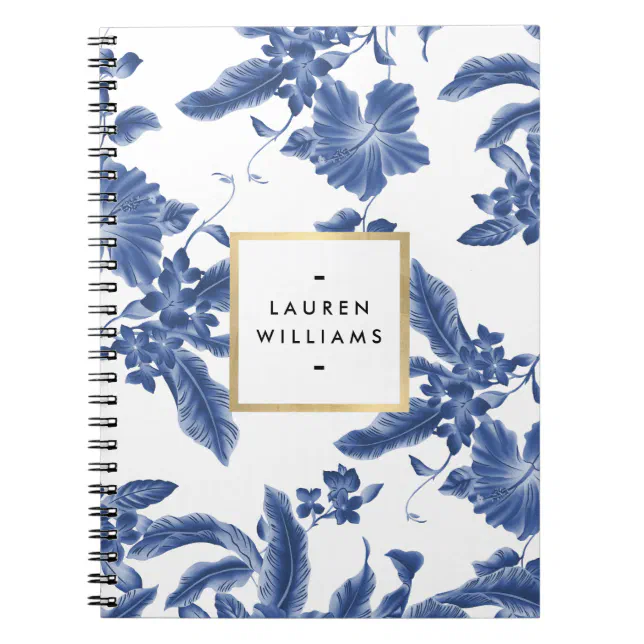 Vintage Blue and White Floral Pattern Notebook | Zazzle