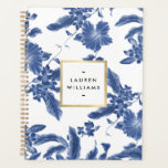 Vintage Blue And White Floral Pattern Planner at Zazzle
