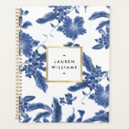 Vintage Blue And White Floral Pattern Planner at Zazzle