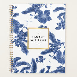 Vintage Blue and White Floral Pattern Planner