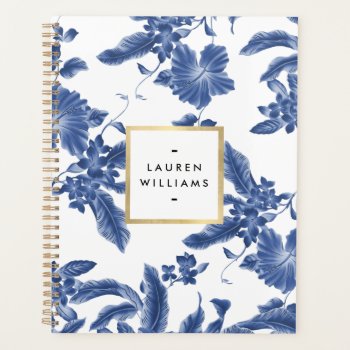 Vintage Blue And White Floral Pattern Planner by 1201am at Zazzle