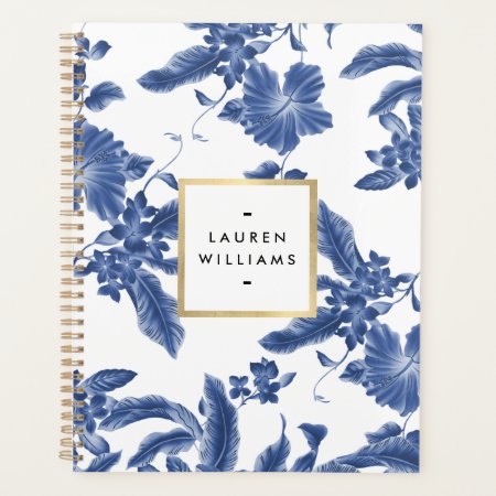 Vintage Blue And White Floral Pattern Planner