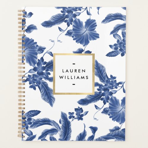 Vintage Blue and White Floral Pattern Planner