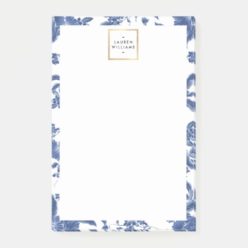 Vintage Blue and White Floral Pattern Post_it Notes