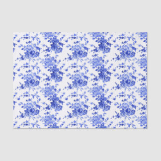 Vintage Blue and White Floral Pattern Tissue Paper