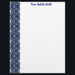 Vintage Blue and White Flower Border Letterhead<br><div class="desc">A vintage,  scalloped border in dark,  indigo blue with tiny white flowers runs down the left side of the paper on this beautiful letterhead stationery.</div>