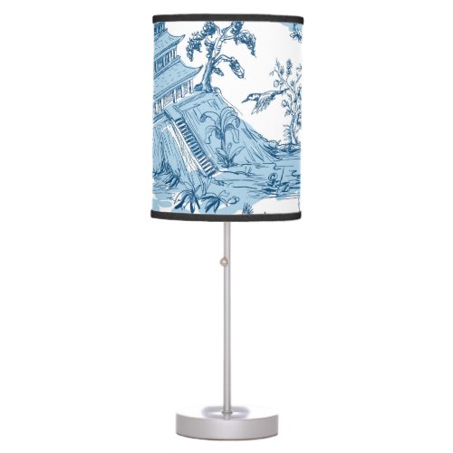 Vintage Blue and White Pagoda Chinoiserie Table Lamp