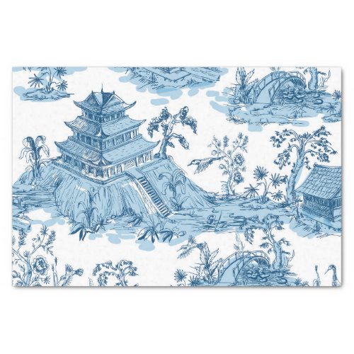 Vintage Blue and White Pagoda Chinoiserie Tissue Paper