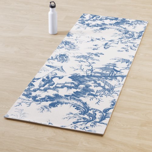 Vintage Blue and White Pagoda Chinoiserie Yoga Mat