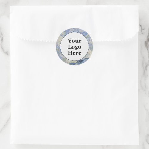 Vintage Blue and White Your Logo Here Template Classic Round Sticker