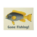 Vintage Blue and Yellow Grouper Fish, Marine Life Doormat
