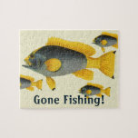 Vintage Blue and Yellow Grouper Fish, Marine Life Jigsaw Puzzle