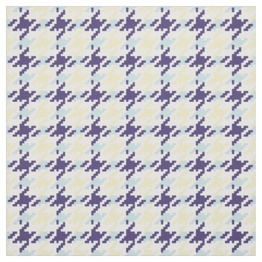 Vintage blue and yellow houndstooth plaid pattern fabric