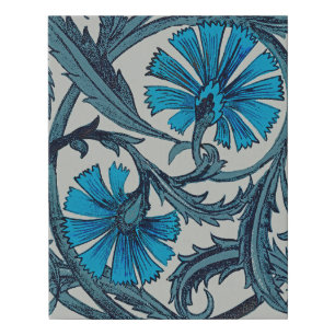Vintage Blue Antique Flower art rustic Tile Decor Faux Canvas Print