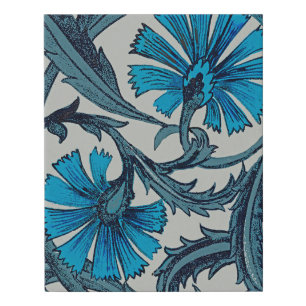 Vintage Blue Antique Flower art rustic Tile Decor Faux Canvas Print