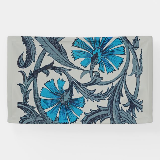 vintage blue antique flower arts crafts rustic banner (Horizontal)
