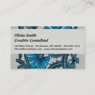 vintage blue antique flower arts crafts rustic business card