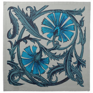 vintage blue antique flower arts crafts rustic cloth napkin
