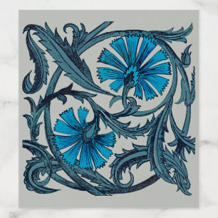 vintage blue antique flower arts crafts rustic envelope liner