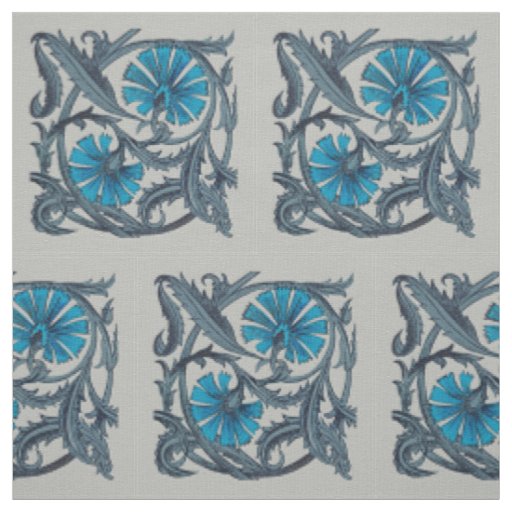 vintage blue antique flower arts crafts rustic fabric