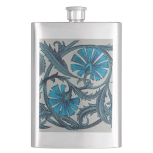 vintage blue antique flower arts crafts rustic flask