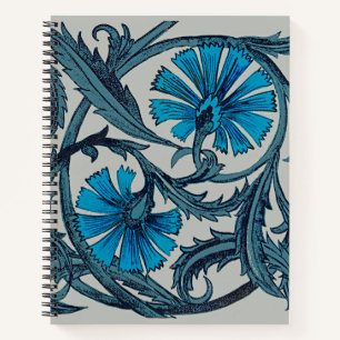 vintage blue antique flower arts crafts rustic notebook
