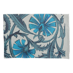 vintage blue antique flower arts crafts rustic pillow case