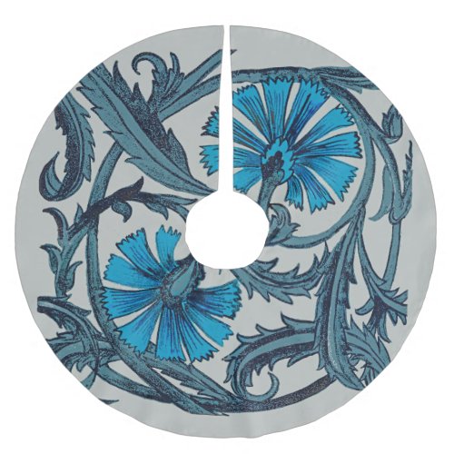 vintage blue antique flower graphic art design brushed polyester tree skirt