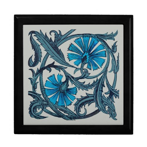 vintage blue antique flower graphic art design gift box