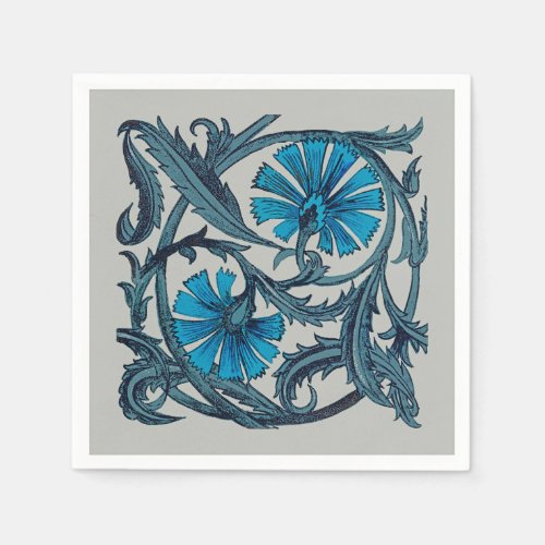vintage blue antique flower graphic art design napkins