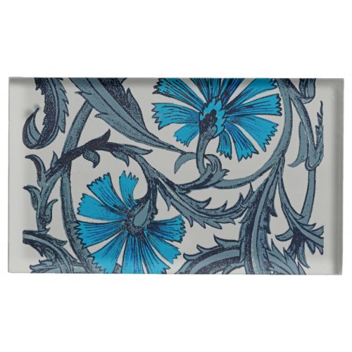 vintage blue antique flower graphic art design place card holder