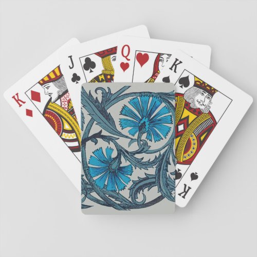 vintage blue antique flower graphic art design poker cards