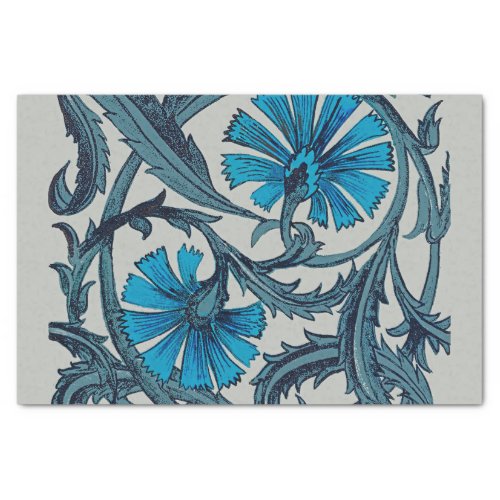 vintage blue antique flower graphic art design tissue paper