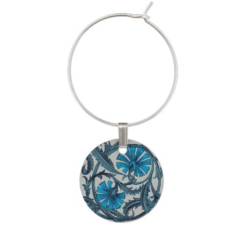 vintage blue antique flower graphic art design wine charm