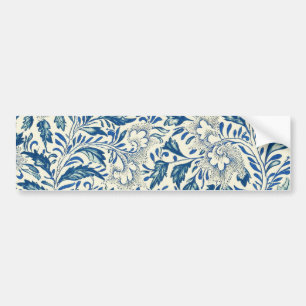 Vintage Blue Asian Floral: Antique Chinoiserie Bumper Sticker