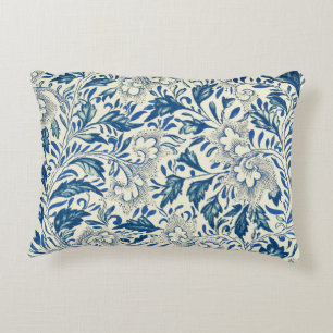 Vintage Blue Asian Floral: Antique Chinoiserie Decorative Pillow