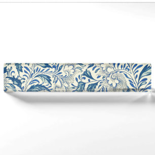 Vintage Blue Asian Floral: Antique Chinoiserie Name Plate