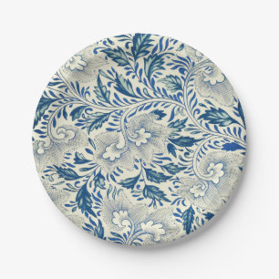 Vintage Blue Asian Floral: Antique Chinoiserie Paper Plates