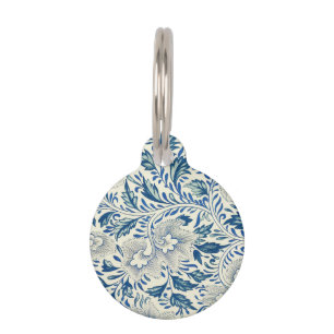 Vintage Blue Asian Floral: Antique Chinoiserie Pet ID Tag