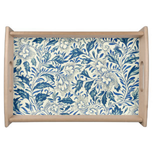Vintage Blue Asian Floral: Antique Chinoiserie Serving Tray