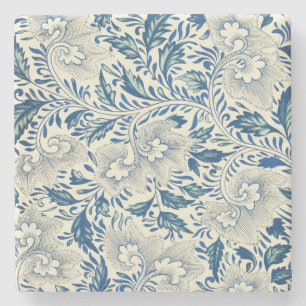 Vintage Blue Asian Floral: Antique Chinoiserie Stone Coaster