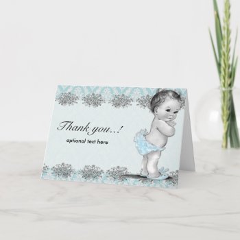 Vintage Blue Baby Shower Thank You Card by CleanGreenDesigns at Zazzle