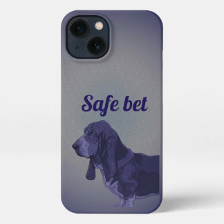 Vintage Blue Basset Hound Dog Art iPhone Case
