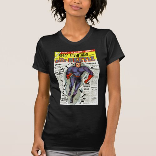 Vintage Blue Beetle Comic Book Superhero T_Shirt
