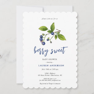 Vintage Blue berries Berry sweet baby Shower Invitation