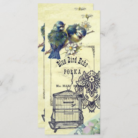 Vintage Blue Bird Birdcage Collage Bookmark (Front/Back)