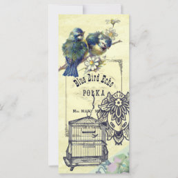 Vintage Blue Bird Birdcage Collage Bookmark